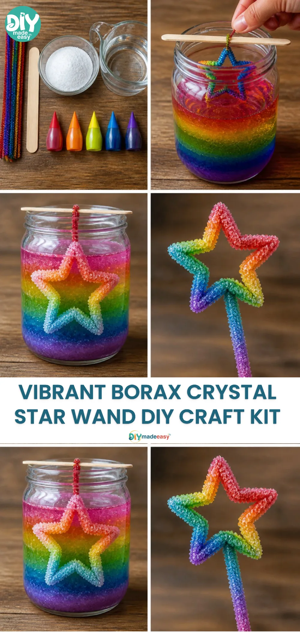 Vibrant Borax Crystal Star Wand DIY Craft Kit