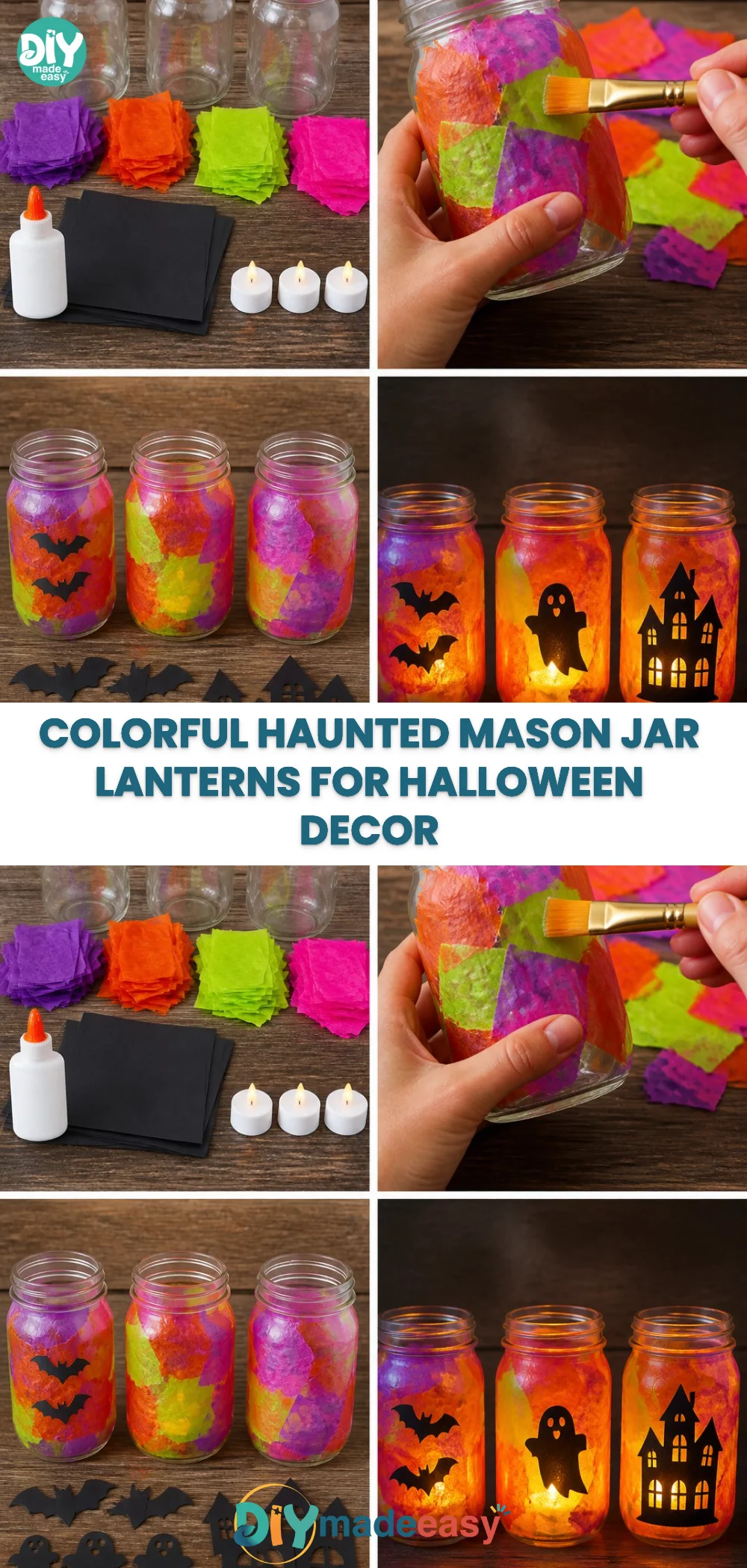 Colorful Haunted Mason Jar Lanterns for Halloween Decor 24 Colorful Haunted Mason Jar Lanterns for Halloween Decor