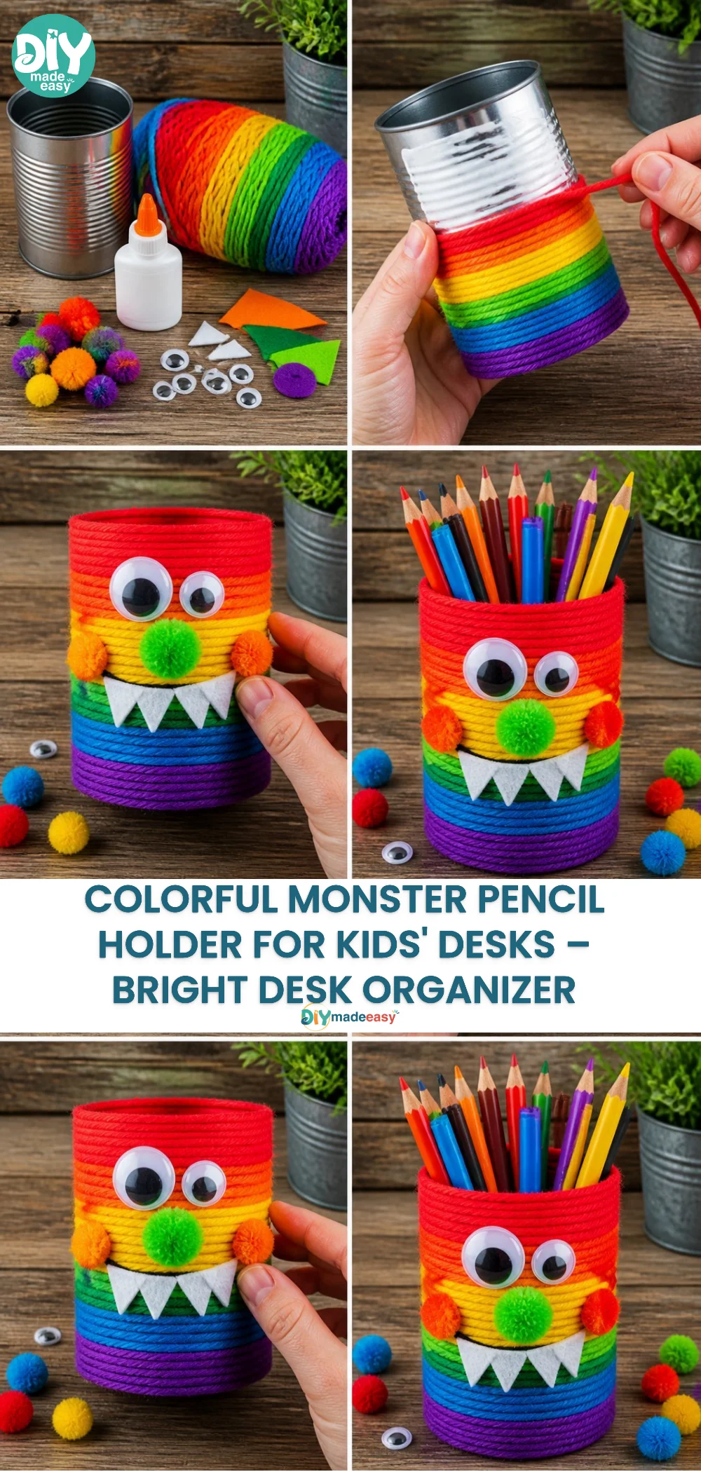 Colorful Monster Pencil Holder for Kids' Desks – Bright Desk Organizer