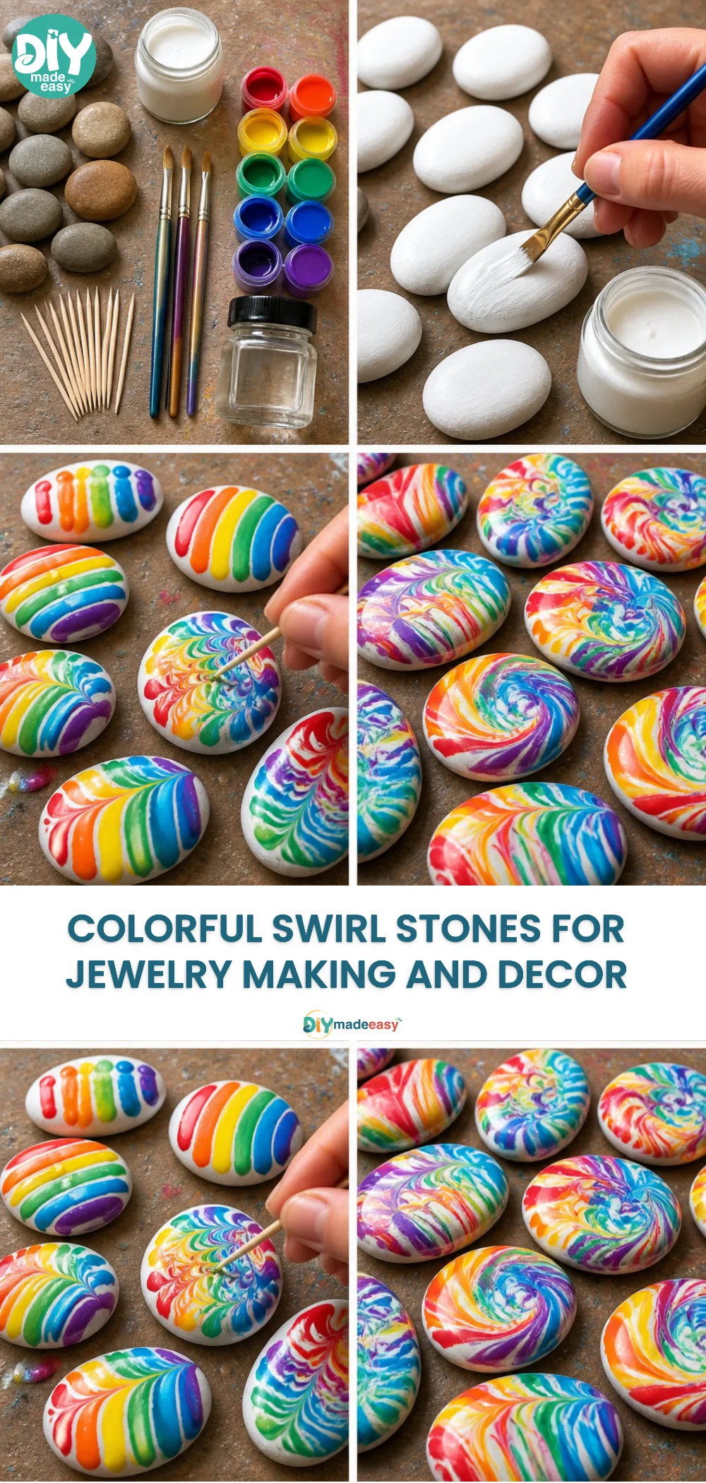 Colorful Swirl Stones for Jewelry Making and Decor 20 Colorful Swirl Stones for Jewelry Making and Decor