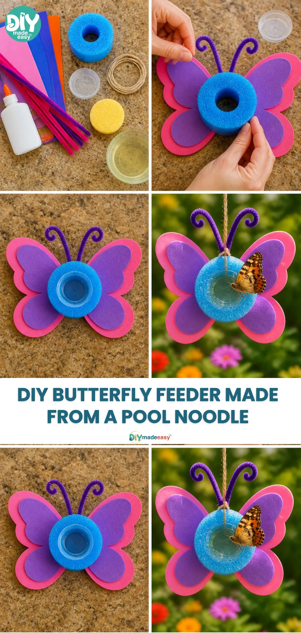 DIY Butterfly Feeder Made From a Pool Noodle