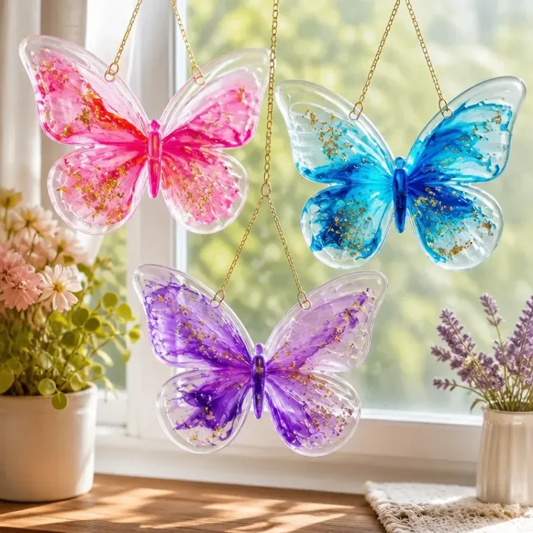 Home 23 DIY marble-effect butterfly suncatcher decorating a window