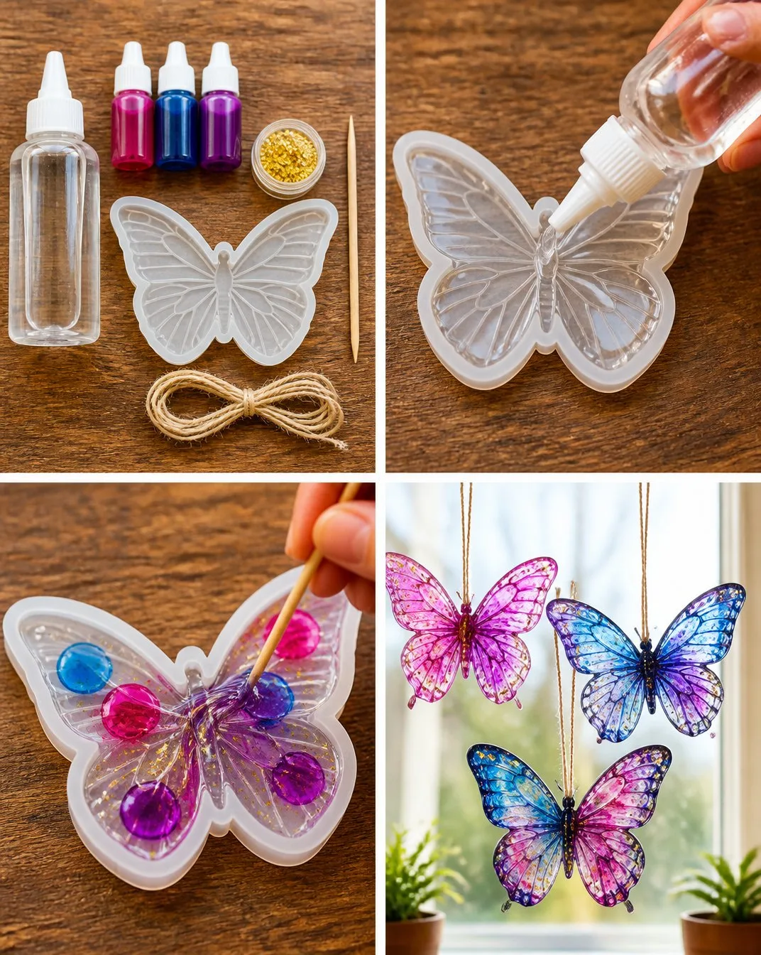 DIY Marble-Effect Butterfly Suncatchers for Window Decor 3 DIY Marble-Effect Glue Butterfly Suncatchers for Window Decor