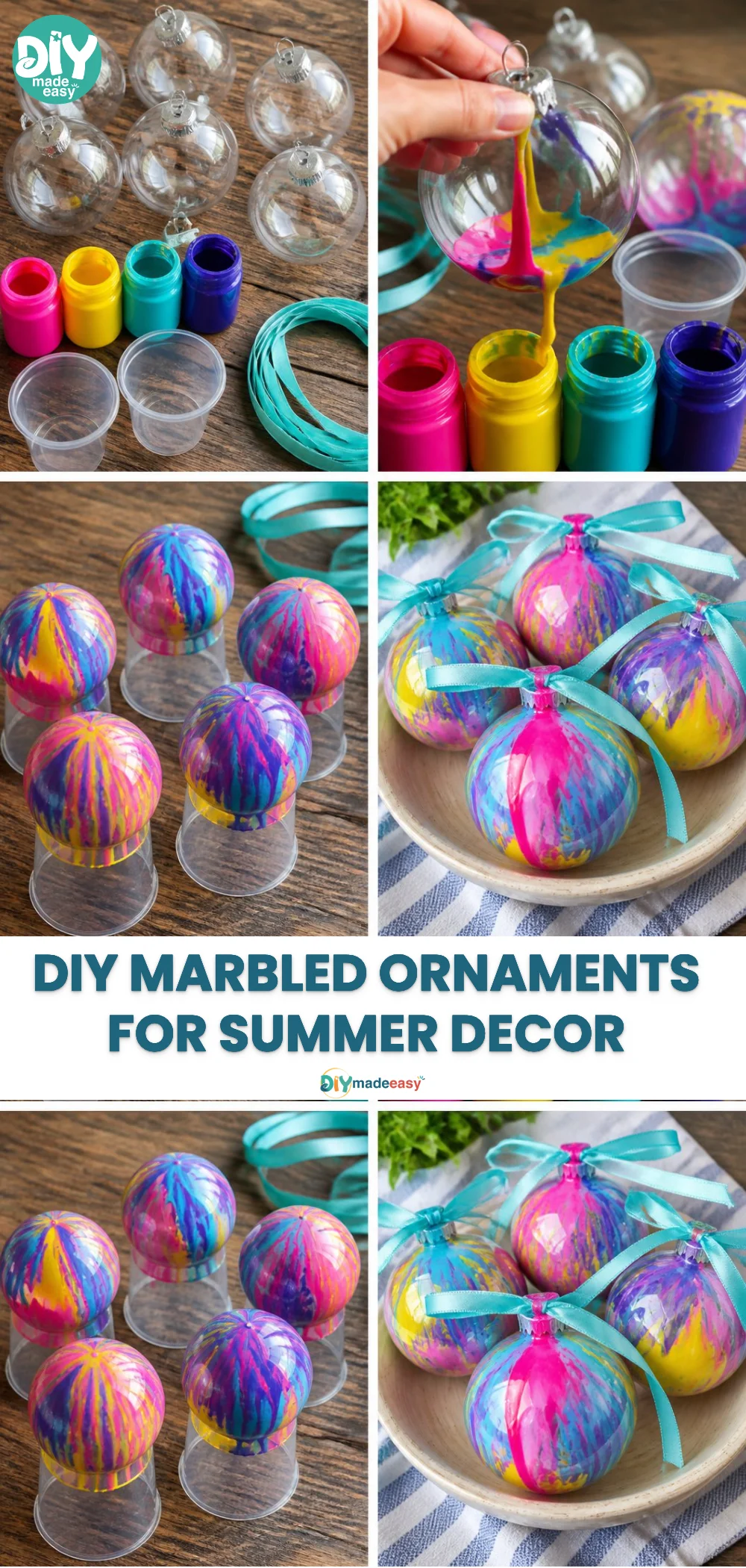 DIY Marbled Ornaments for Summer Decor