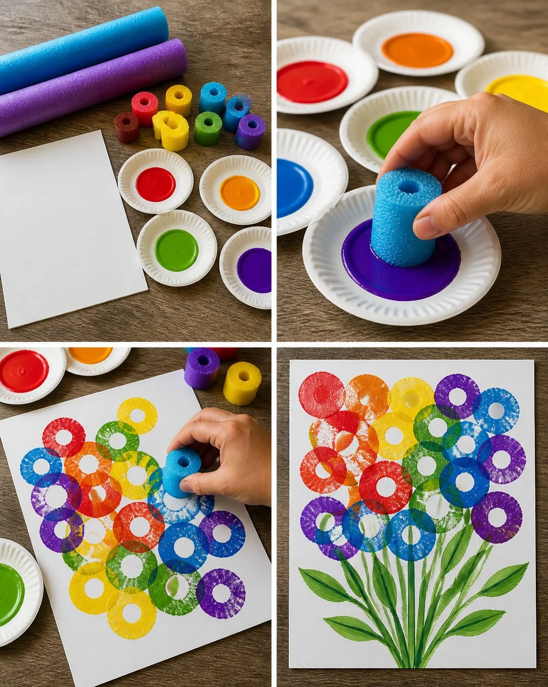 DIY Pool Noodle Rainbow Stamp Painting Activity for Kids 15 DIY Pool Noodle Rainbow Stamp Painting Activity