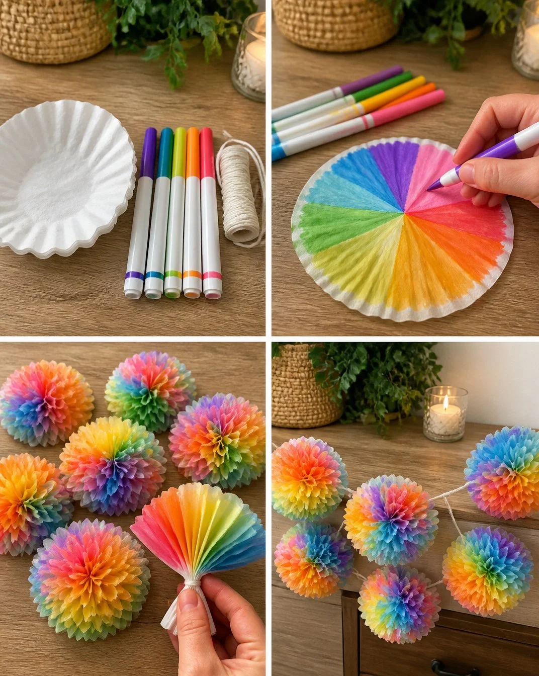 Rainbow Coffee Filter Dahlia Garland