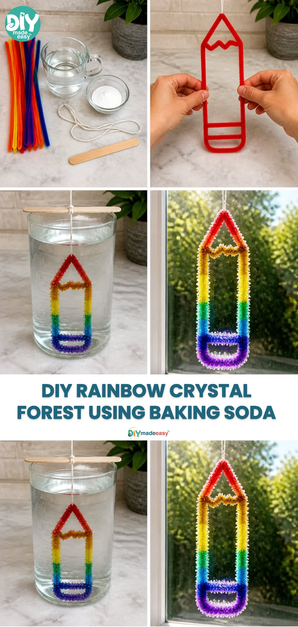 DIY Rainbow Crystal Forest Using Baking Soda