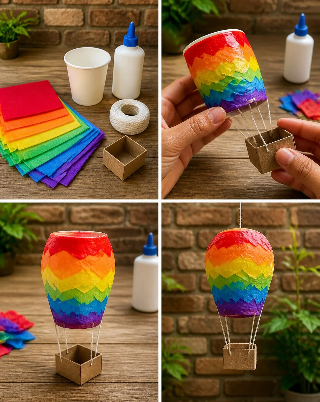 Rainbow Tissue Paper Hot Air Balloon Craft