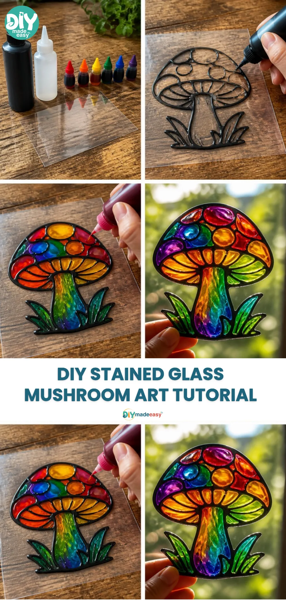 DIY Stained Glass Mushroom Art Tutorial