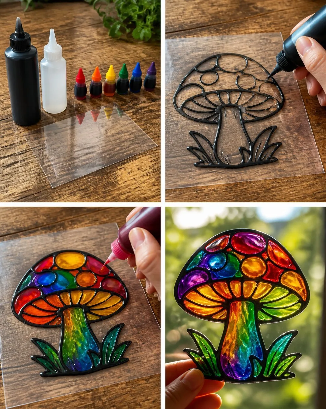 DIY Stained Glass Mushroom Art Tutorial 22 DIY Stained-Glass Mushroom Art