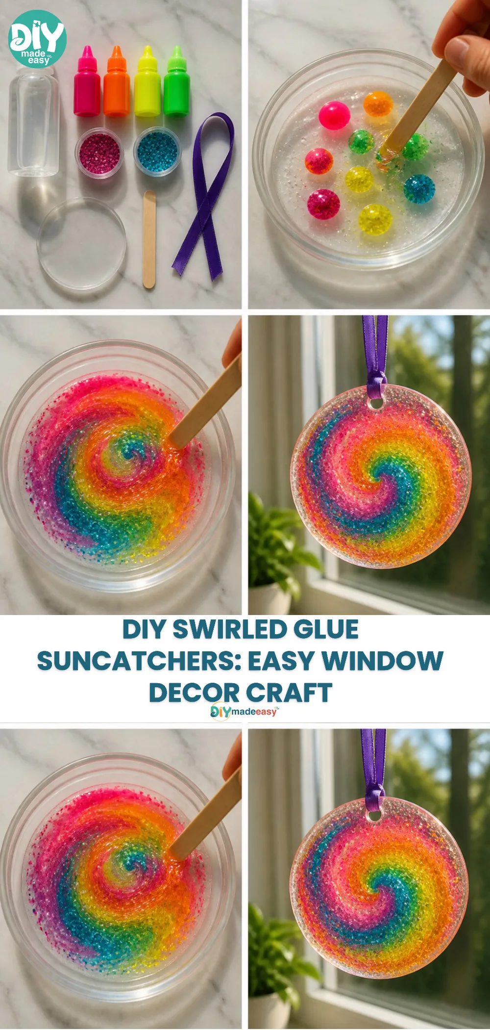 DIY Swirled Glue Suncatchers: Easy Window Decor Craft