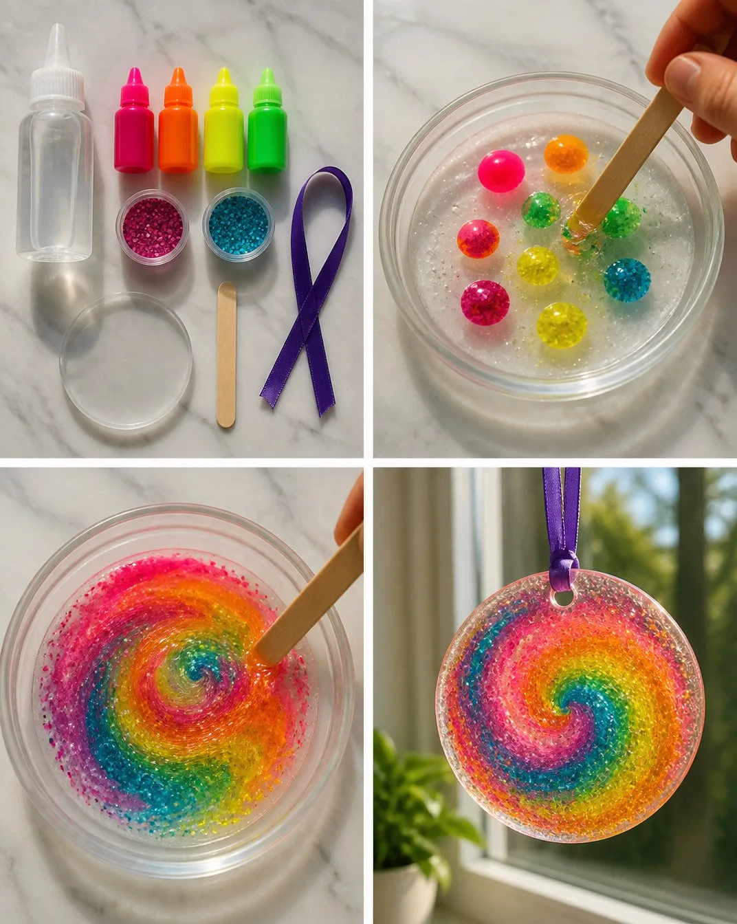 DIY Swirled Glue Suncatchers: Easy Window Decor Craft 22 DIY Swirled Glue Suncatchers for Window Decor