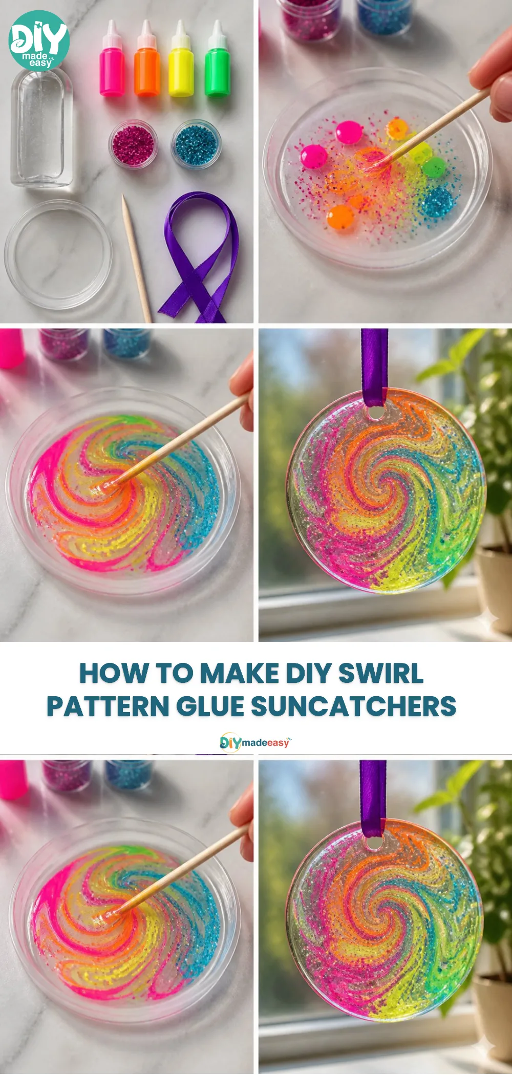 How to Make DIY Swirl Pattern Glue Suncatchers