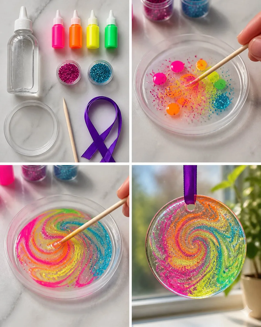 How to Make DIY Swirl Pattern Glue Suncatchers 21 DIY Swirl Pattern Glue Suncatchers