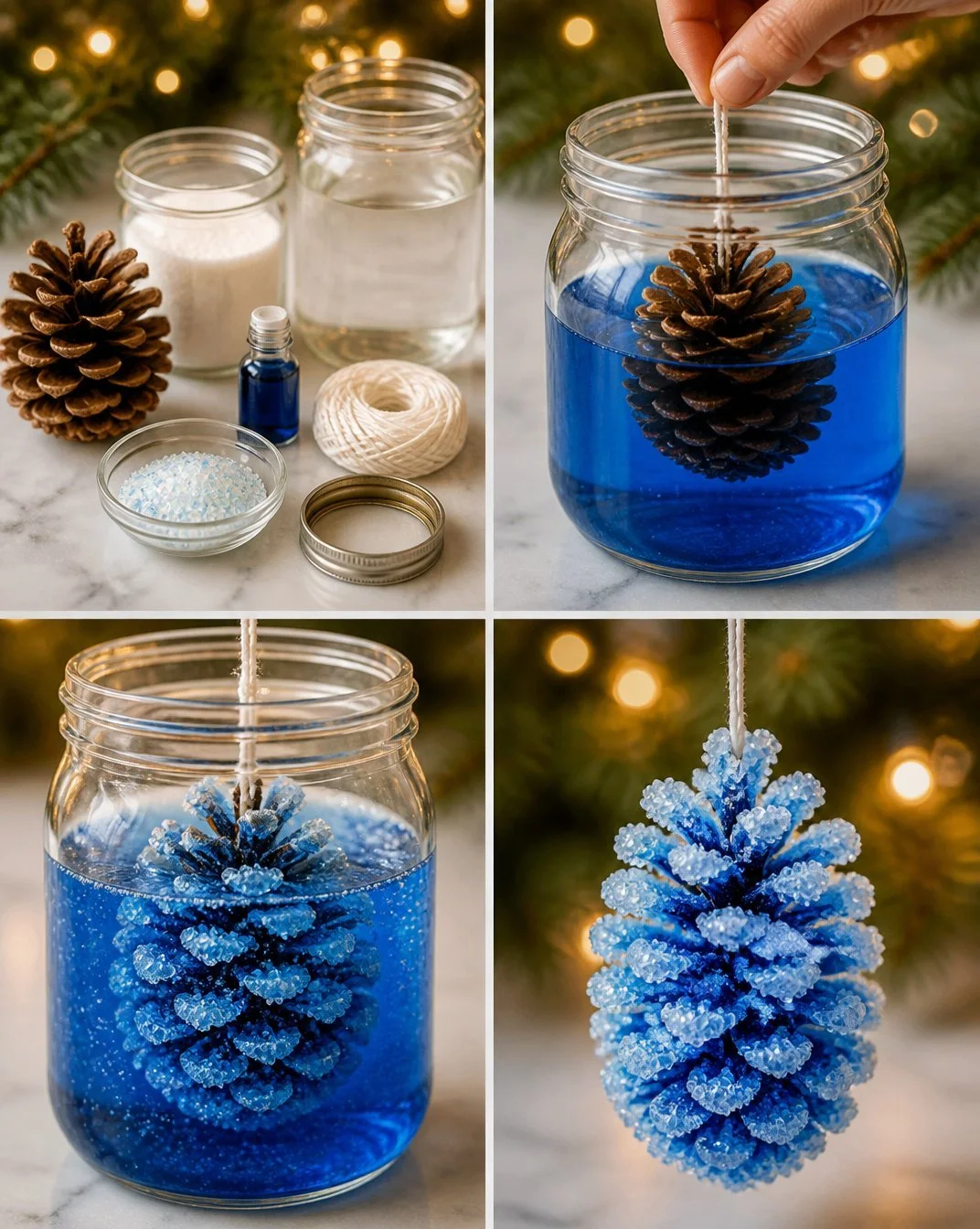 Easy Frozen Ice Crystal Pinecones
