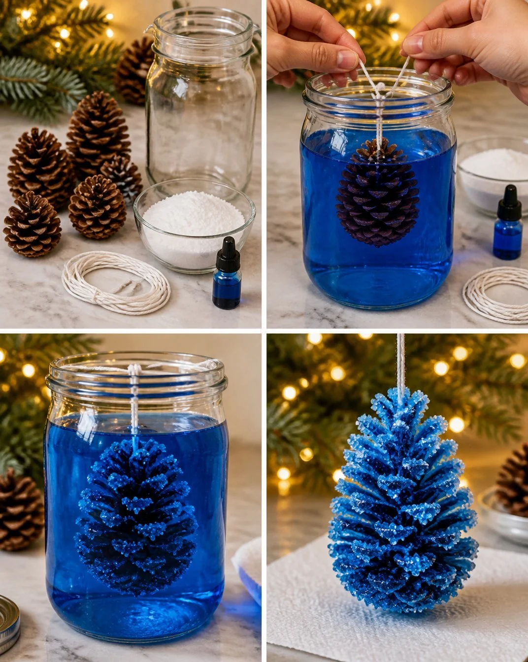 Easy Frozen Ice Crystal Pinecones