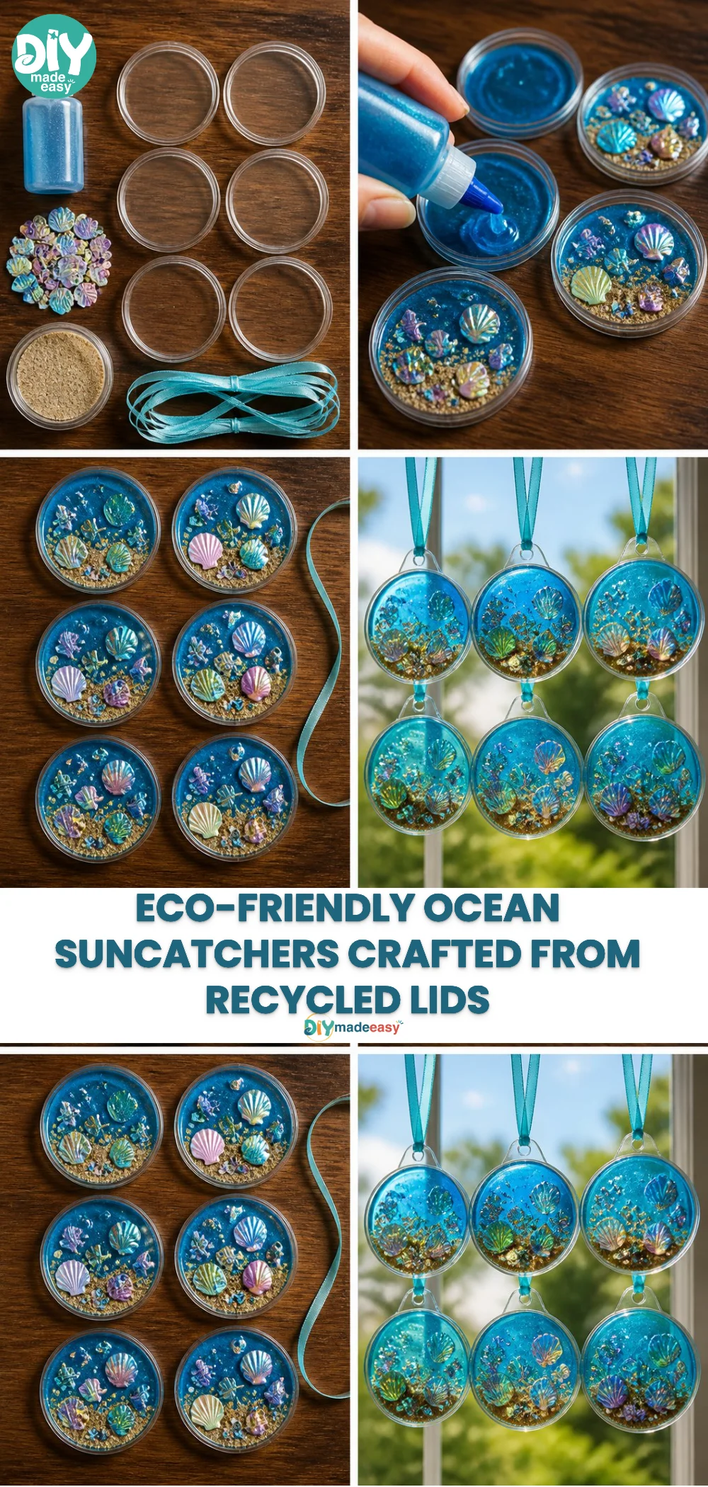 Eco-Friendly Ocean Suncatchers Crafted from Recycled Lids