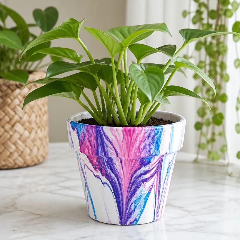 Marble Swirl Planters for Indoor Plants