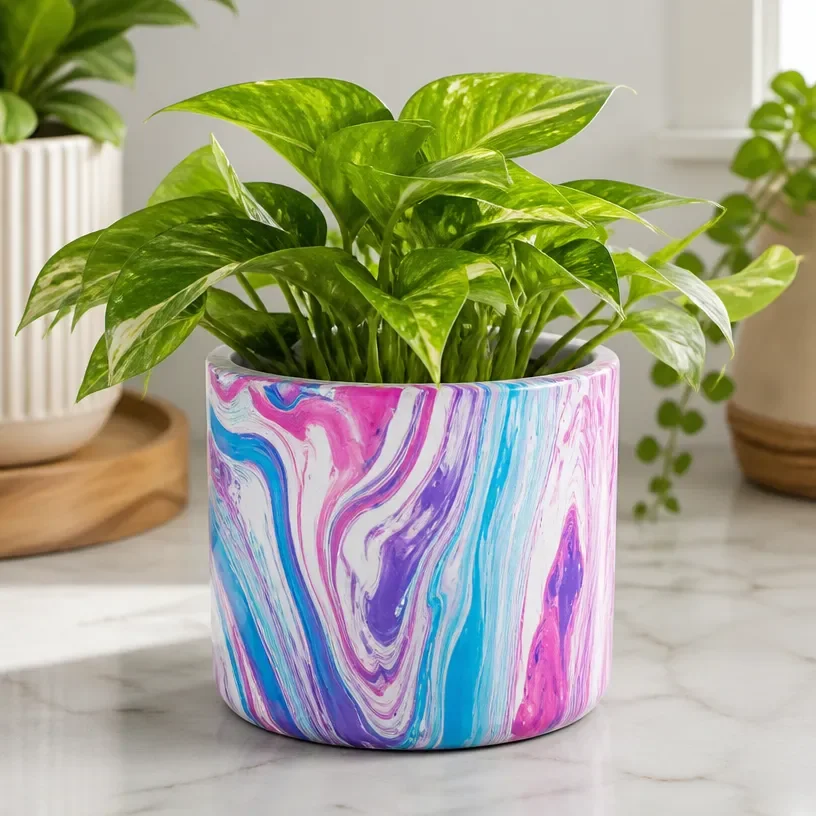 Elegant Marble Swirl Planters for Indoor Plants 23 Marble Swirl Planters for Indoor Plants