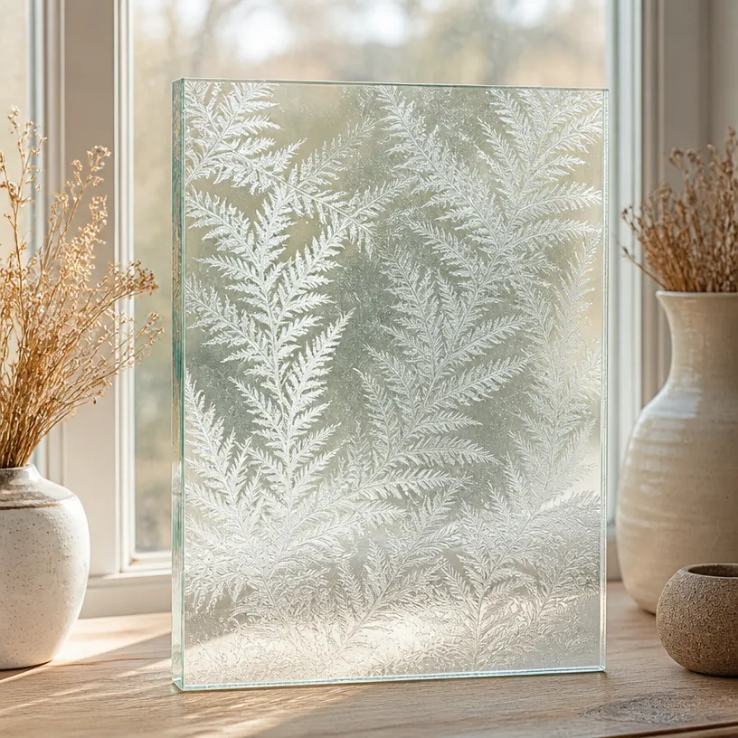Window Crystal Patterns Resembling Frozen Ferns