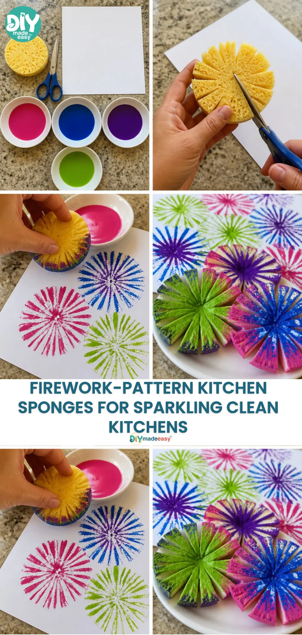 Firework-Pattern Kitchen Sponges for Sparkling Clean Kitchens