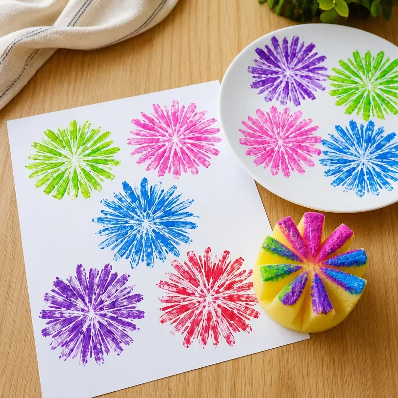 Firework-patterned kitchen sponges for vibrant cleaning in the kitchen