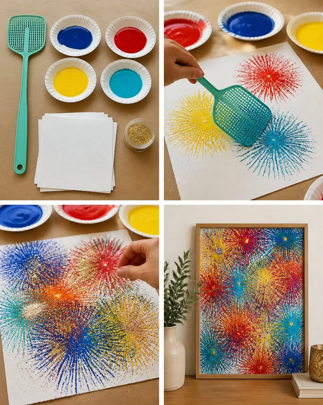 Firework Prints with a Swatter-Inspired Design for Modern Wall Decor 4 Swatter-Inspired Firework Prints for Modern Wall Decor
