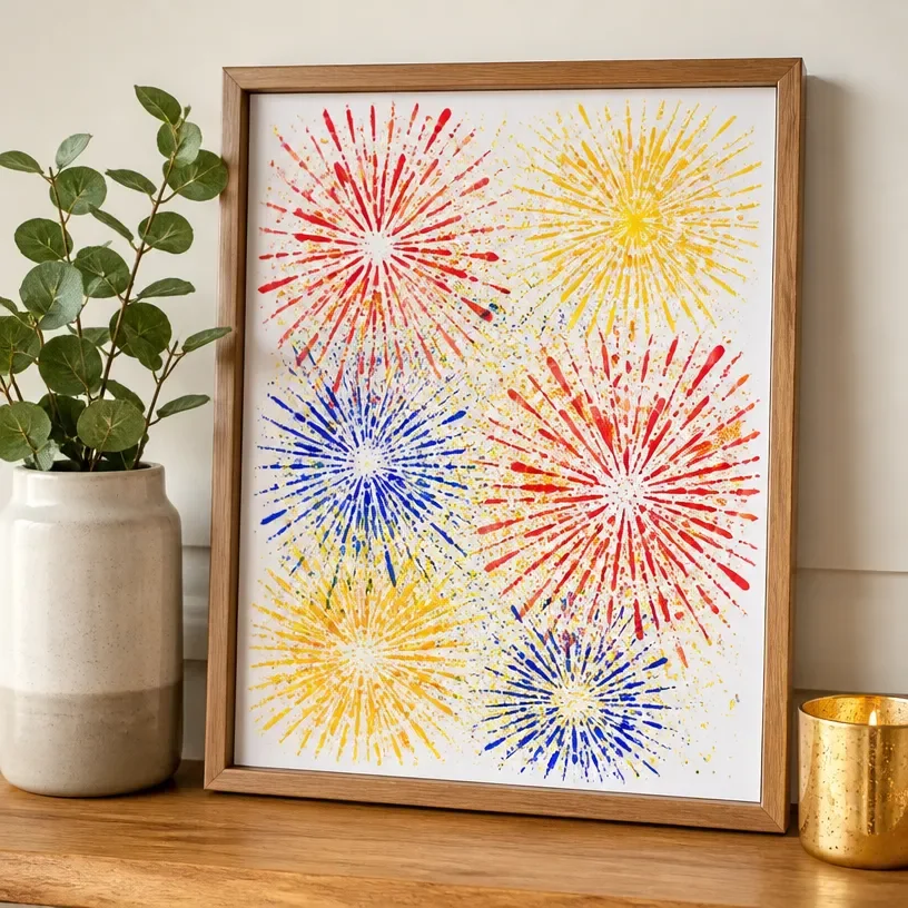 Firework prints with swatter-inspired design for modern wall decor