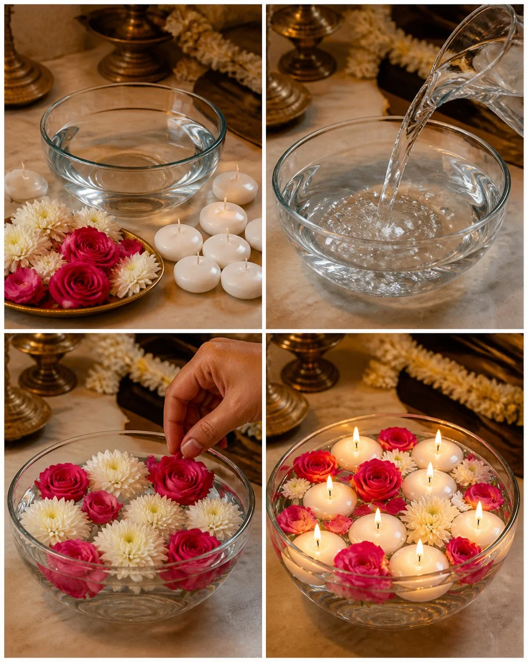 Floating Flower Candle Bowl