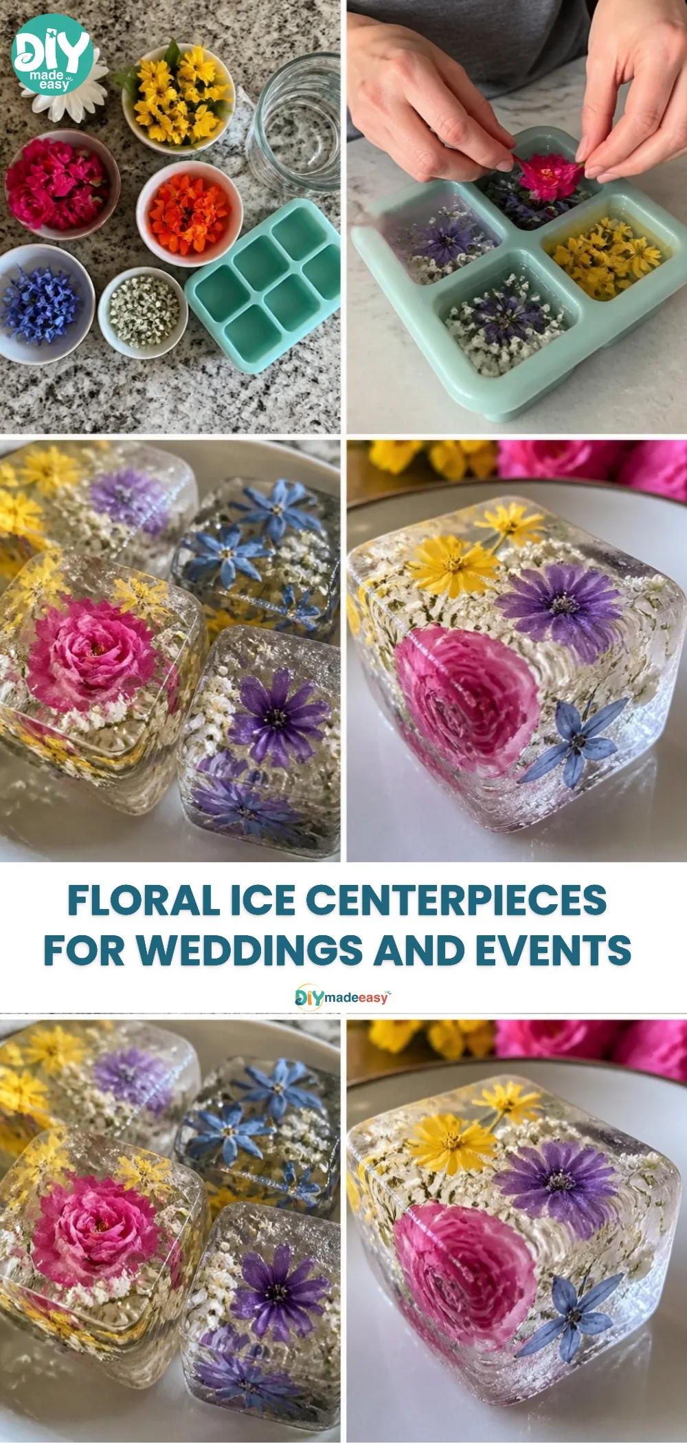 Floral Ice Centerpieces for Weddings and Events