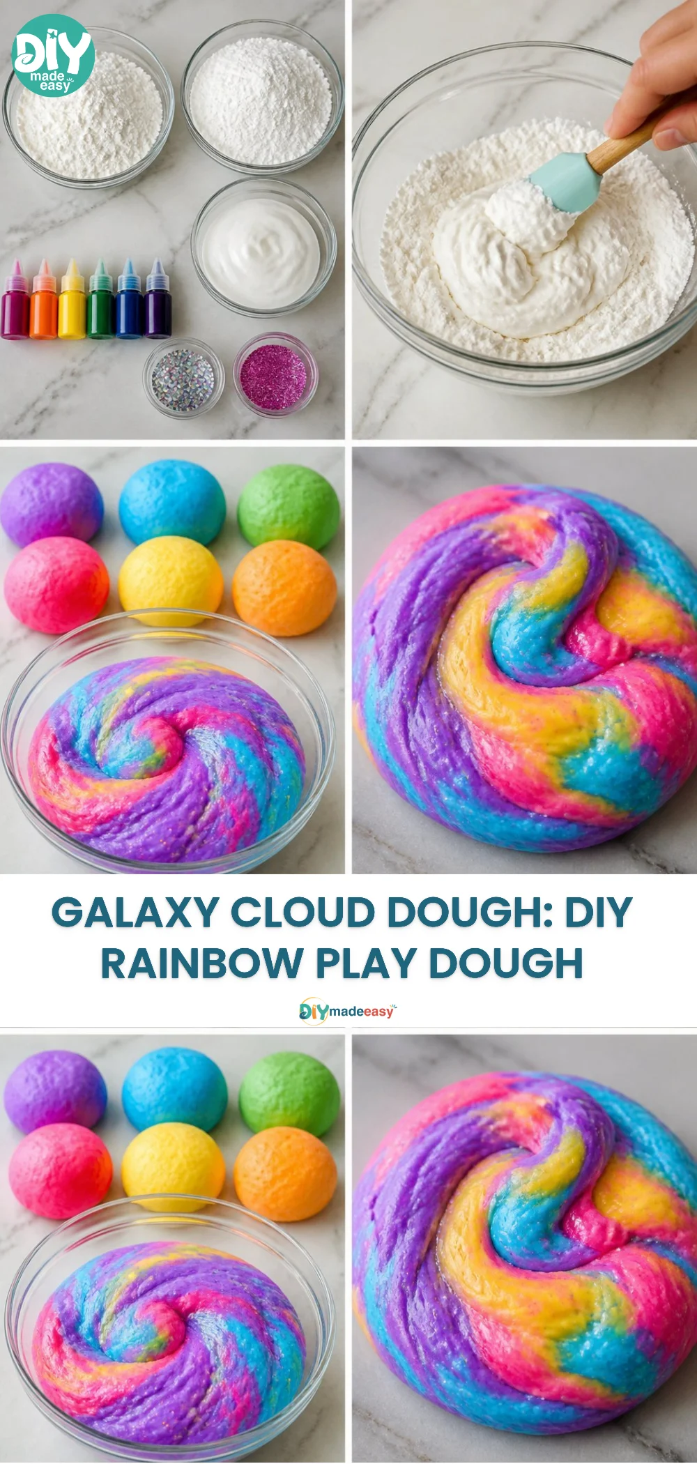 Galaxy Cloud Dough: DIY Rainbow Play Dough