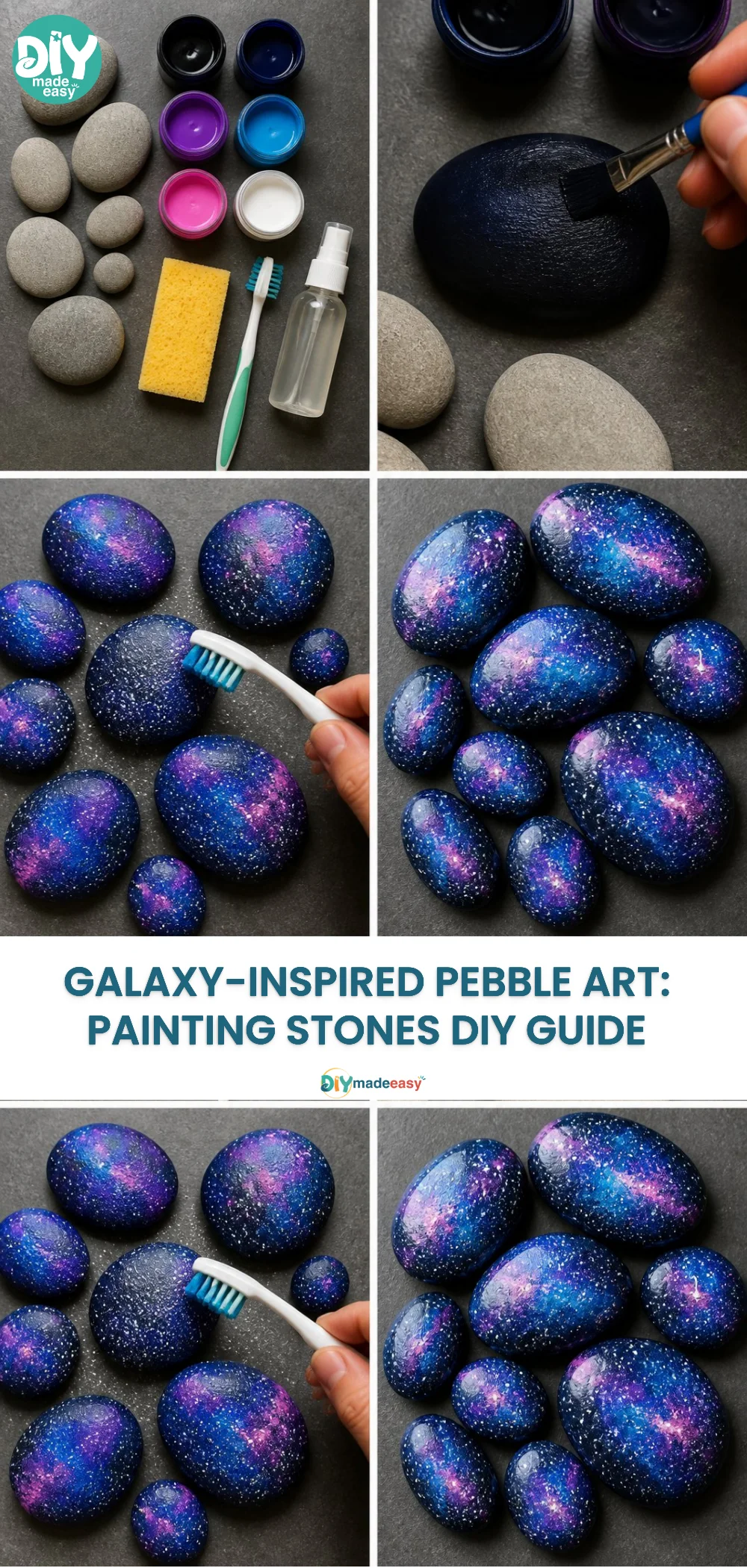 Galaxy-Inspired Pebble Art: Painting Stones DIY Guide