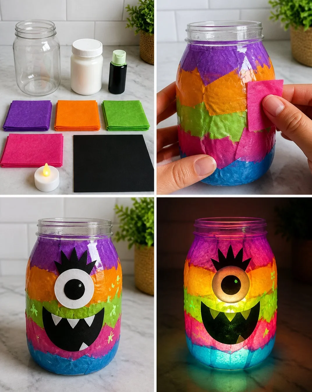 Glow-in-the-Dark Rainbow Monster Lantern for Kids 24 Glow-in-the-Dark Rainbow Monster Lantern