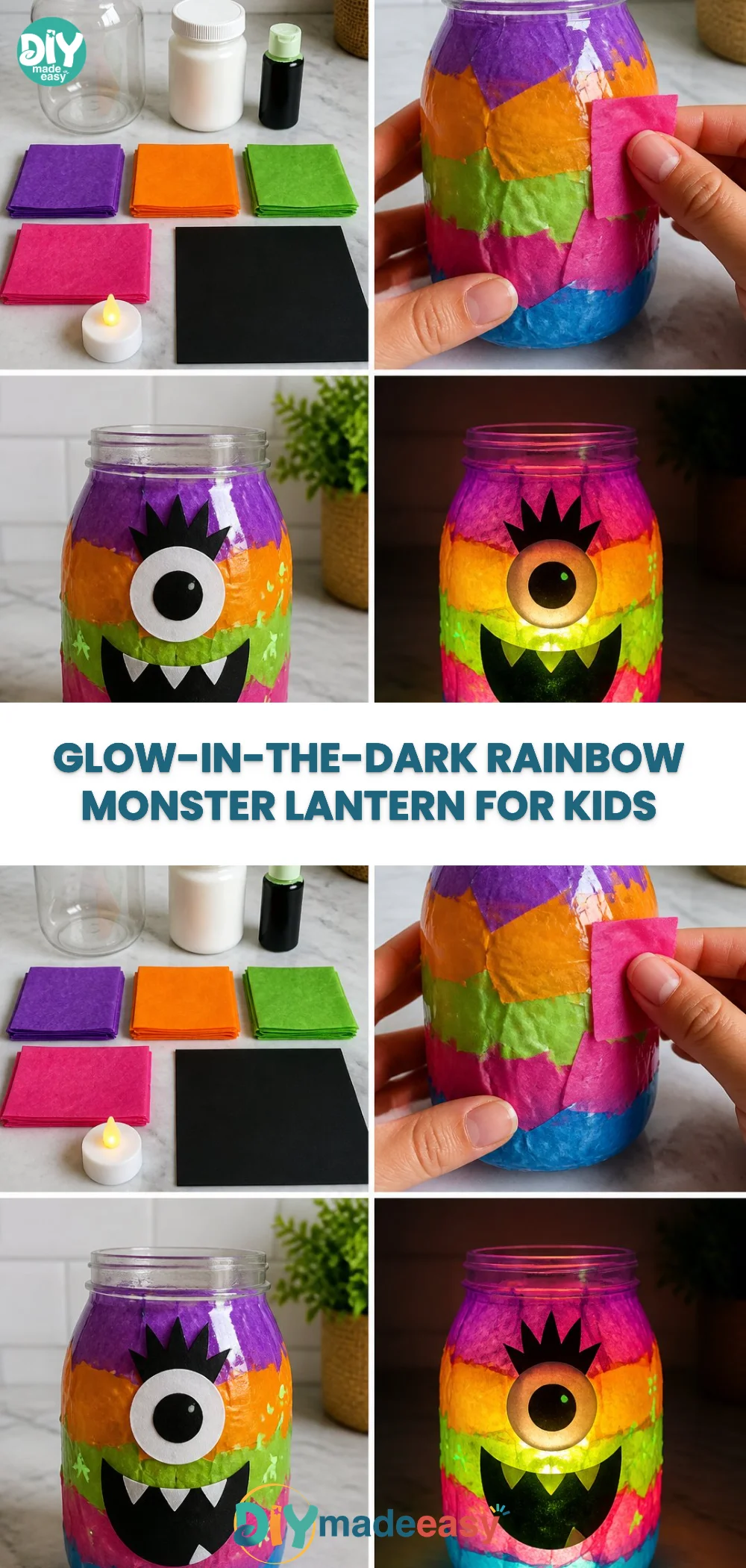 Glow-in-the-Dark Rainbow Monster Lantern for Kids 25 Glow-in-the-Dark Rainbow Monster Lantern for Kids