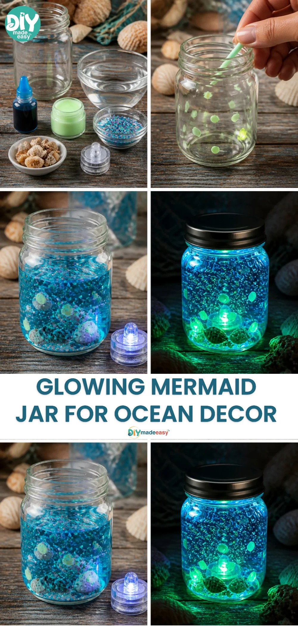 Glowing Mermaid Jar for Ocean Decor