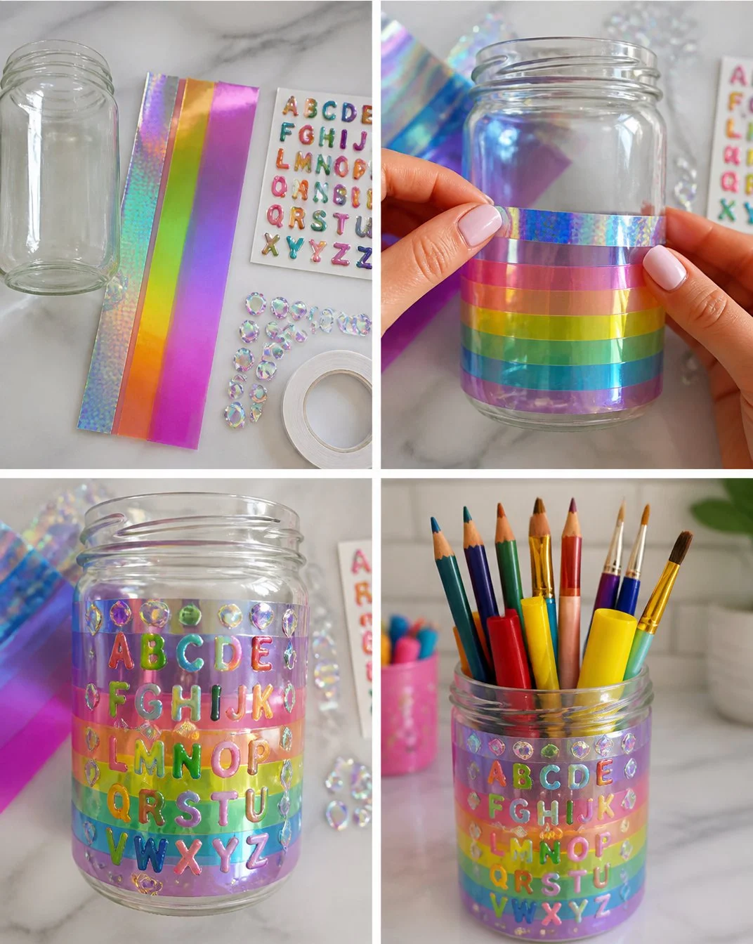 Holographic Pencil Jar Desk Organizer 20 Holographic Pencil Jar