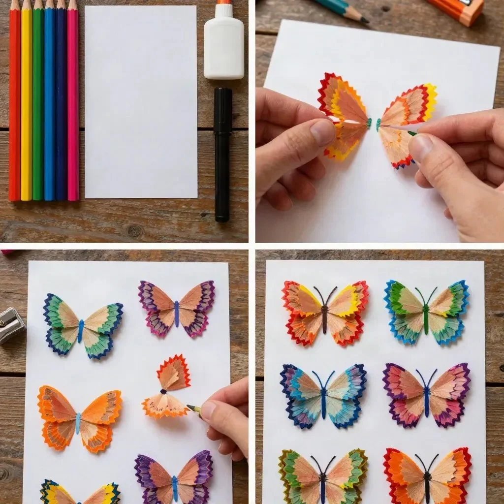 How to Create Rainbow Pencil Shavings Butterfly Art 17 DIY Rainbow Pencil Shavings Butterfly Art Tutorial
