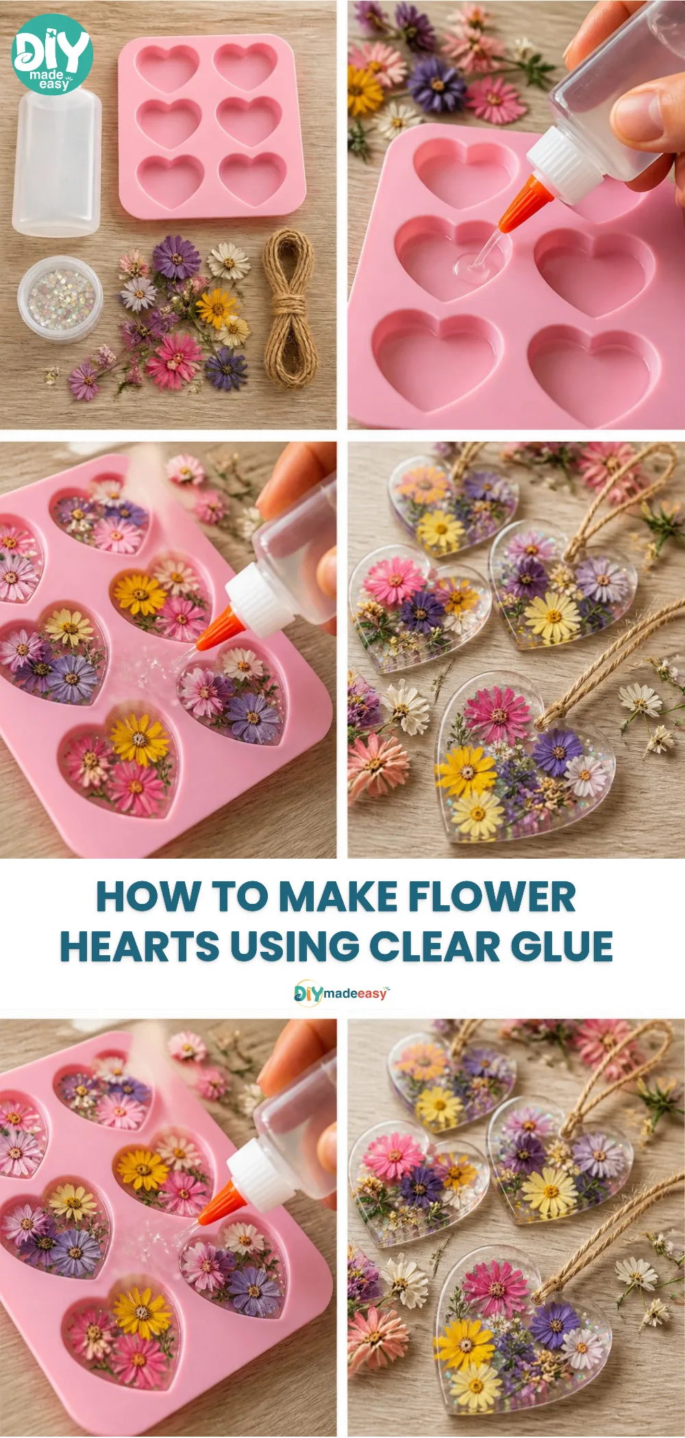 How to Make Flower Hearts Using Clear Glue