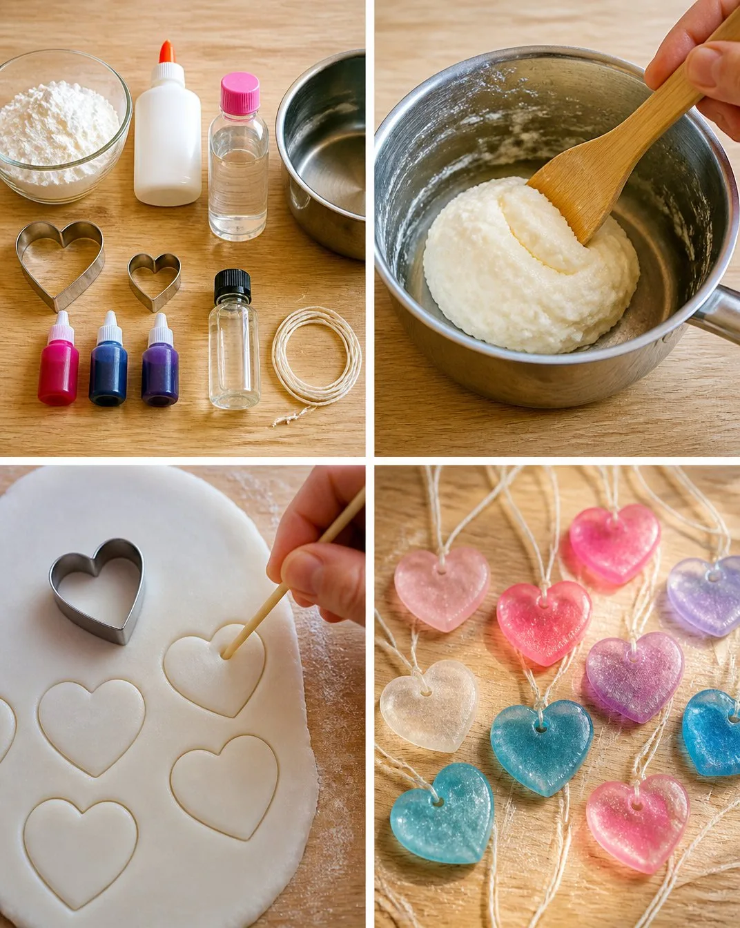 DIY Transparent Cornstarch Heart Charms Tutorial