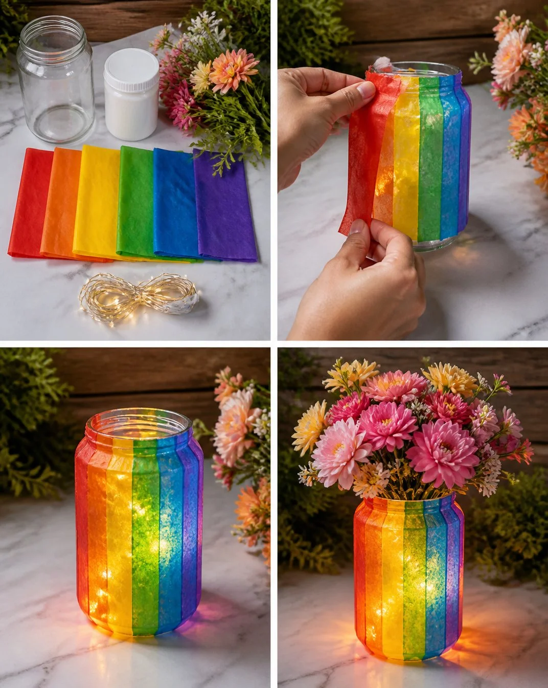 Illuminated Rainbow Vase for Flowers 16 Glowing Rainbow Flower Vase