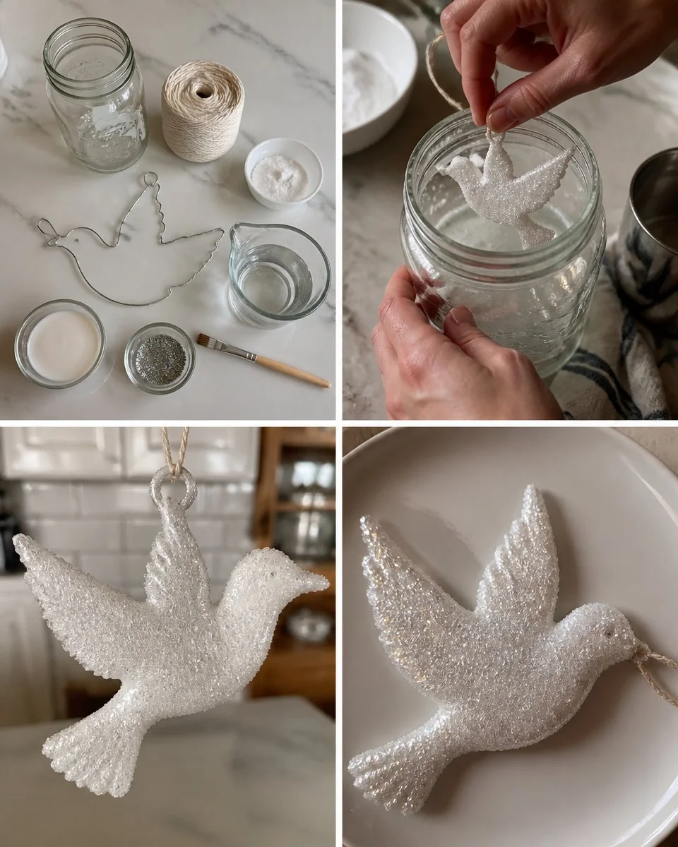 Pearl-White Crystal Dove Ornament 20 Pearl-White Crystal Dove Ornament
