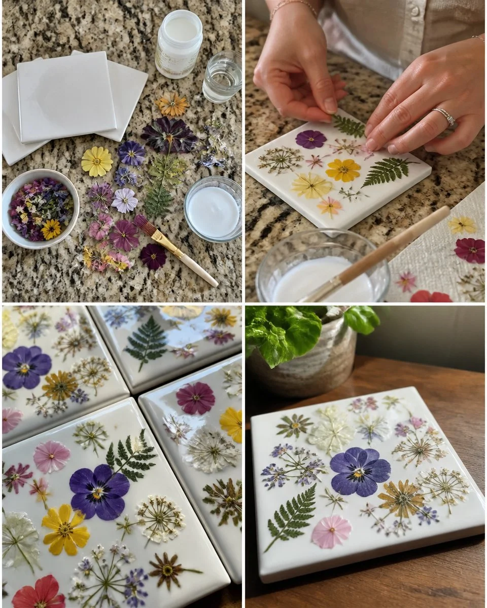 Pressed Flower Coasters