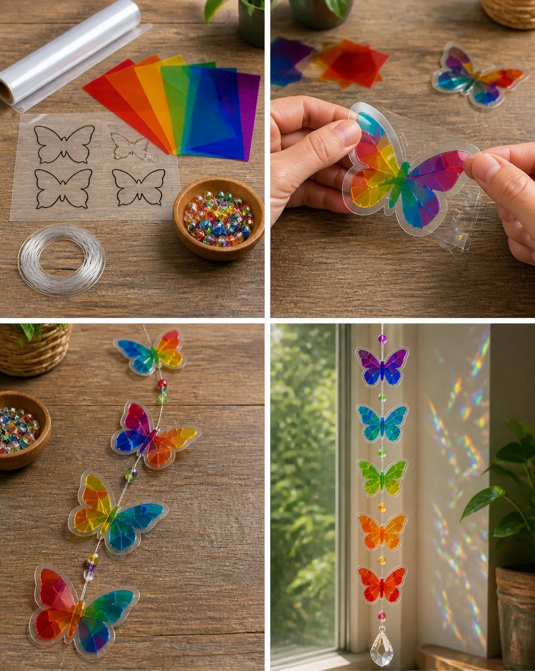 Prismatic Rainbow Butterfly Window Chain - Sparkling Hanging Decor 3 Rainbow Prism Butterfly Window Chain - Sparkling Hanging Decor