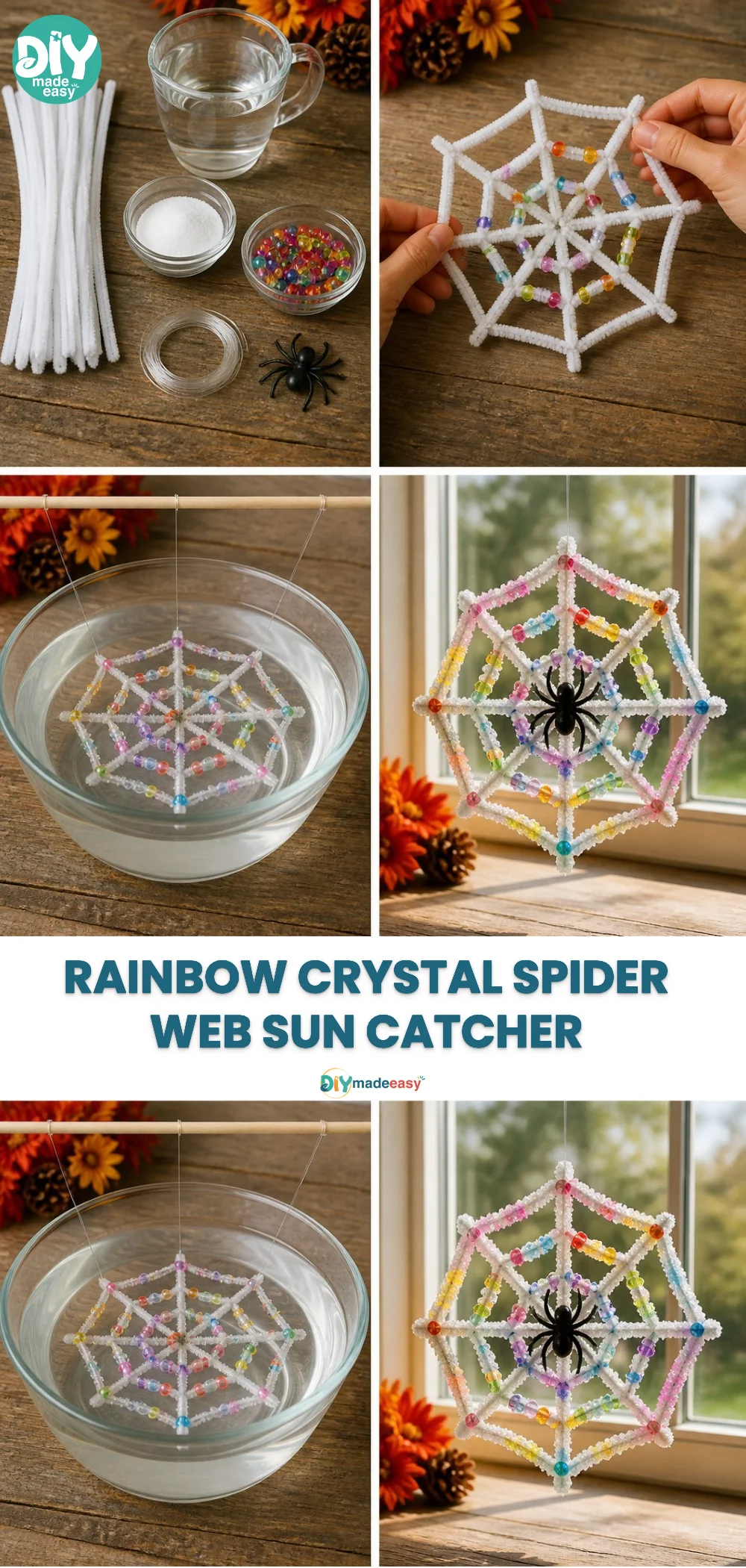 Rainbow Crystal Spider Web Sun Catcher
