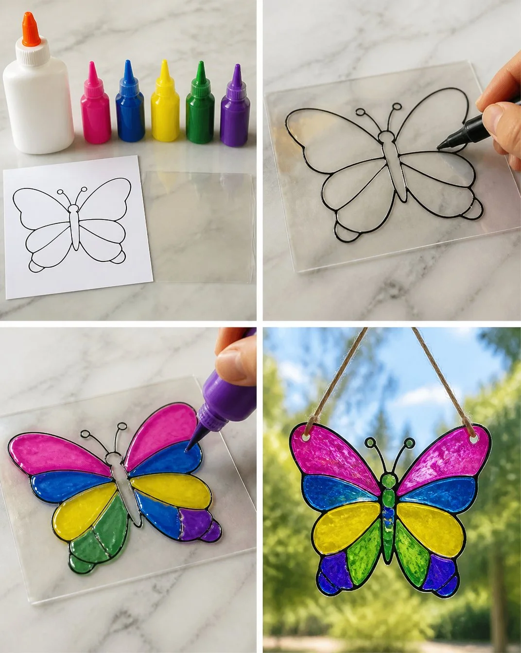 Rainbow Glue Butterfly Suncatcher