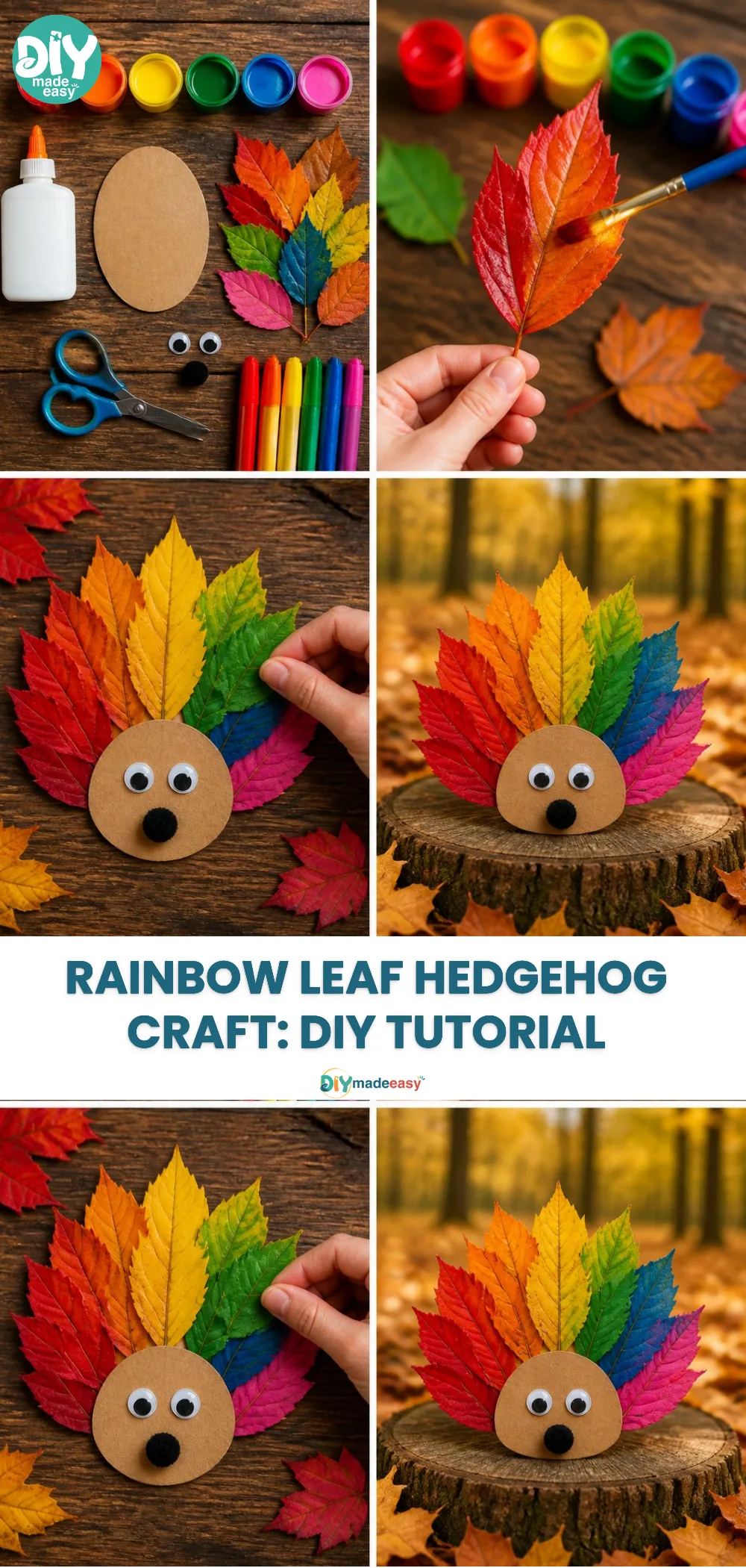 Rainbow Leaf Hedgehog Craft: DIY Tutorial