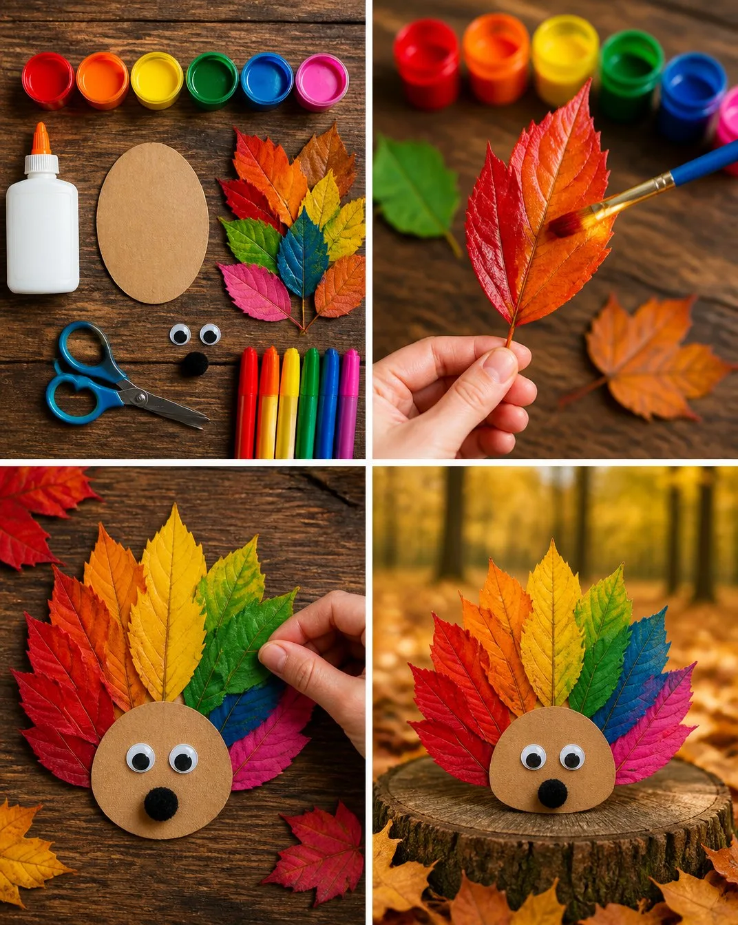 DIY Rainbow Leaf Hedgehog Craft Tutorial