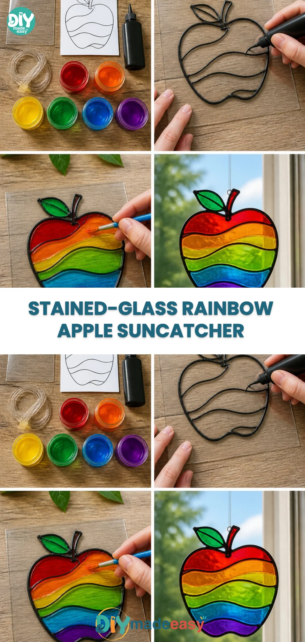 Stained-Glass Rainbow Apple Suncatcher 24 Stained-Glass Rainbow Apple Suncatcher
