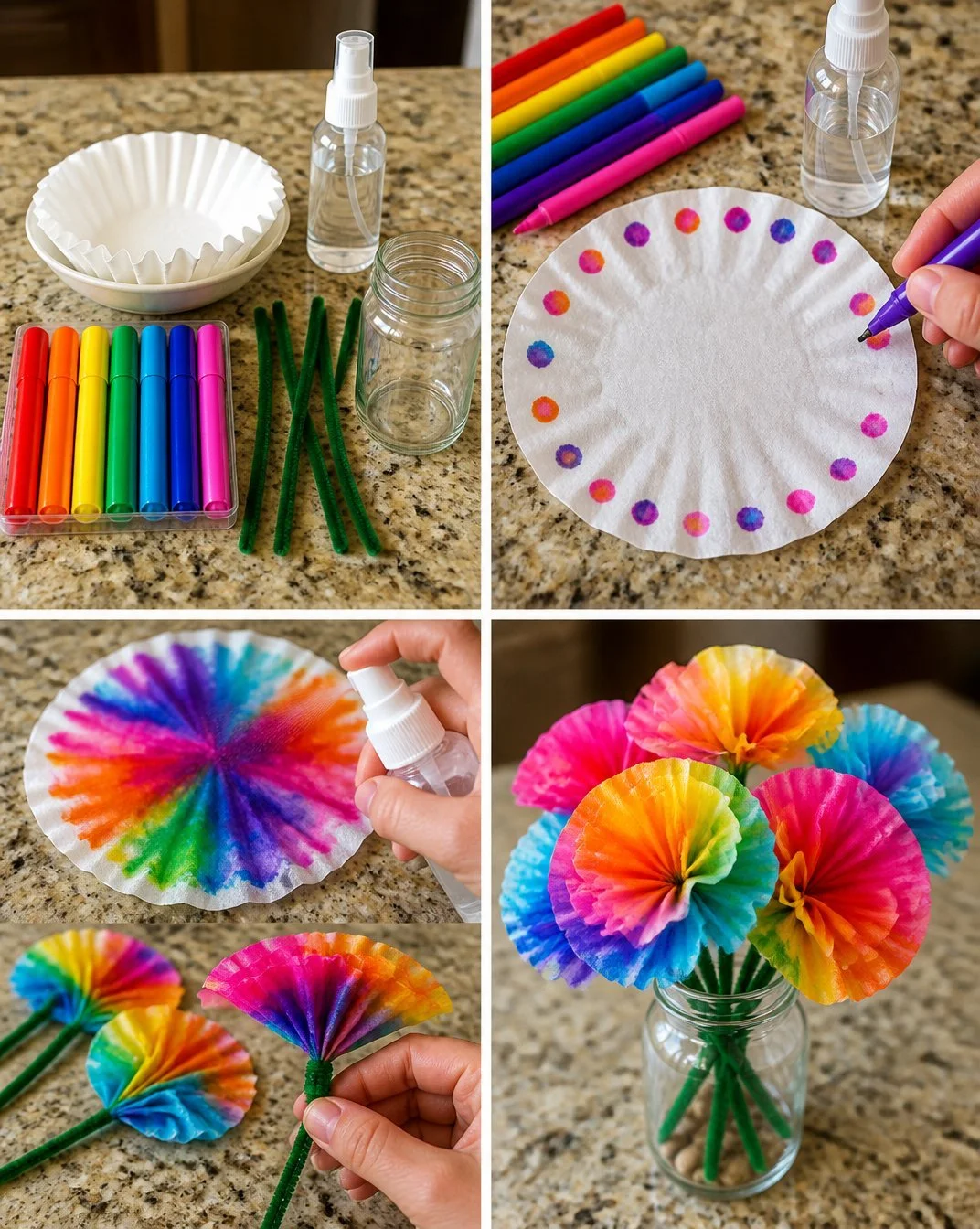 Tie-Dye Coffee Filter Flowers