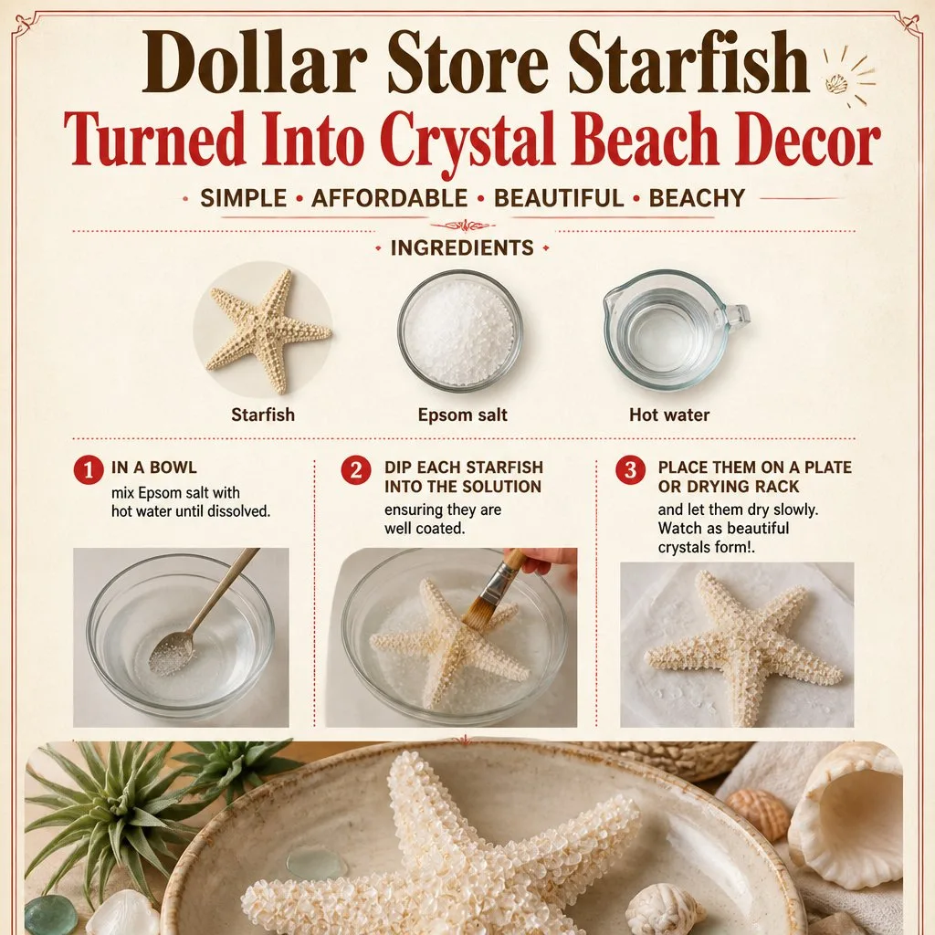 DIY Dollar Store Starfish Turned Crystal Beach Decor